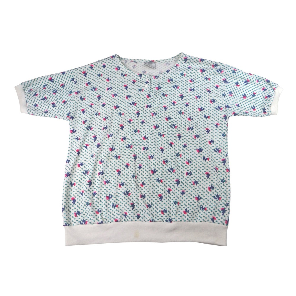 PARTNERS Mervyns Womens Size Small Floral Print V Neck‎ Short Sleeve Top